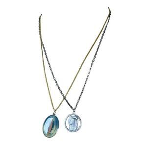 Virgin Mary Catholic Necklace Lot of 2 Our Lady Pendant Religious Medal Jewelry